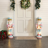 Christmas Pink Nutcracker Soldier Decor with Cake Lights, 3ft