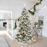Pre-Lit Flocked Artificial Pine Christmas Tree, 7ft