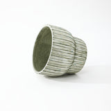 Green Ribbed Planter Pot, Vintage Fluted Plant Pot with Drainage 16.1'' Dia