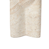 Brown &White Round Side Table with Pedestal Base,18.1''