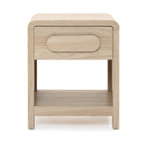 Oak Nightstand with Drawer and Open Shelf, Wooden Bedside Table for Bedroom, 21.65''