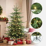 Pre-Lit Green Artificial Fir Christmas Tree with Stand, 6ft