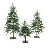 Pre-Lit Green Artificial Trees Christmas with Stand-Set of 3