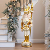 Christmas Soldier Nutcracker in Silver & Gold with Lights, 4 ft