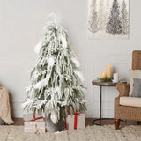 Unlit Potted Christmas Tree with White Tips,4Ft