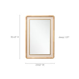 Natural Wood Rounded Rectangle Wall Mirror Home Decor, 35"H