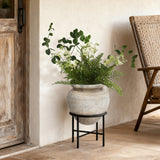 Distressed Large Planters for Indoor Plants with Stand, 14" Dia