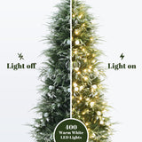 Pre-Lit Green and Gray Christmas Tree Branches,6.5Ft