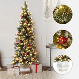 Pre-Lit Pine Christmas Tree with Snowflake Potted,5Ft