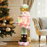 Christmas Nutcracker Pink Soldier with Candy Tree Lights, 3ft