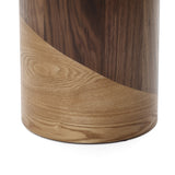 Modern Wood Round Side Table,Natural & Dark,20.25''