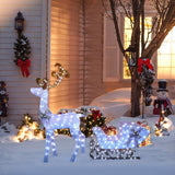 Christmas Sleigh Reindeer Holiday Decor with Lights,Set of 3