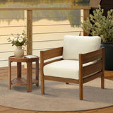 Acacia Wood Outdoor Patio Chair with Cushion