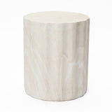 Outdoor Side Table, Round End Table for Outside with Marbled Look, 17.7'' H