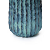 Glazed Blue Tall Ceramic Plant Pots, Two-tone Decorative Large Pot for Plants 16.8'' H