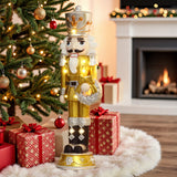 Christmas Soldier Nutcracker Holiday Decor with Wreath, 2FT