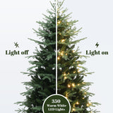Pre-Lit Green Artificial Christmas Tree with Potted, 6.9Ft