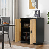 Ethan bamboo stripped black accent cabinet