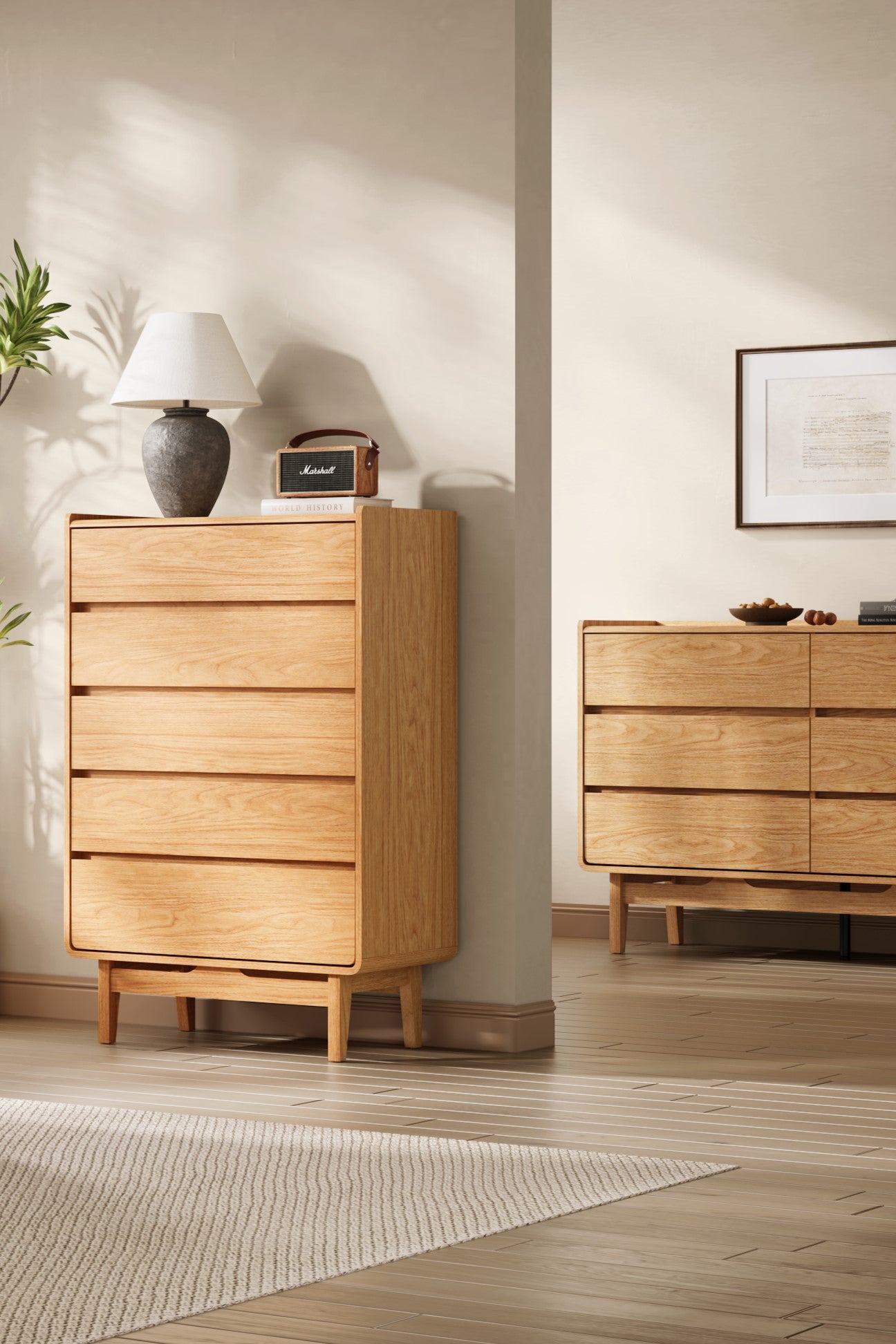 Boho Dresser with Rattan Fronts 3 Drawer Storage for Bedroom LuxenHome Boho Dresser with Rattan Fronts 3 Drawer Storage for Bedroom LuxenHome