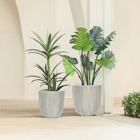 Palermo striped indoor/outdoor planters, set of 2