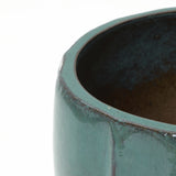 Jade Green Large Round Ceramic Planter with Attached Saucer, Glazed Indoor Outdoor Planter Pot 14.2'' Dia