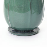 Jade Green Large Round Ceramic Planter with Attached Saucer, Glazed Indoor Outdoor Planter Pot 14.2'' Dia