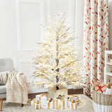 Pre-Lit Snowy Christmas Tree with MgO Crate ,5Ft