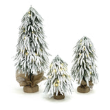 Pre-Lit Snowy Flocked Christmas Tree with Bases,Set of 3