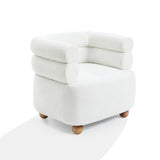 Tia ivory barrel accent chair with wood ball legs