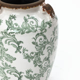 Green Wide-Mouth Waterproof Round Floral Ceramic Vase,7.1''