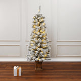 Pre-Lit Flocked Artificial Fir Christmas Tree in Pot, 5ft