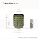 Tall Ceramic Planter Pot for Indoor Outdoor Plants with Drainage Hole, Green 14''