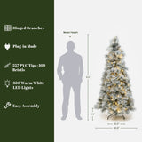 Pre-Lit Branches Snowy Christmas Tree with Stand,6.5Ft