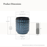 Tall Ceramic Planter Pot for Indoor Outdoor Plants with Drainage Hole, Blue 14''