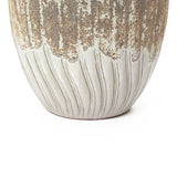Two Tone Ivory Large Round Plant Pots, Modern Indoor Outdoor Ceramic Planter 14'' Dia