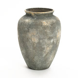 Rustic gold and brown terracotta urn vase, 15.2" h