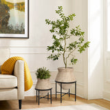 Brick Red Cauldron Rustic Planter Set with Black Stands - Set of 2