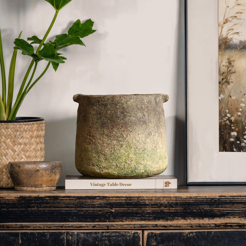 Ginger root brown cement cylindrical short vase