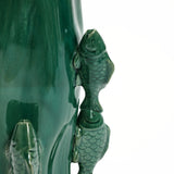 Marine green ceramic fish tall vase, 15.6"