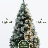 Pre-Lit Flocked Pine Christmas Tree with Metal Stand,6ft