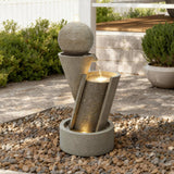 Resin Outdoor Waterfall Fountain with LED Lights, 34.8'' H