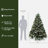 Pre-Lit Mixed Green White Artificial Christmas Trees, 7ft