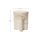 Brown &White Round Side Table with Pedestal Base,18.1''