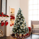 Pre-Lit Flocked Pine Christmas Tree with Metal Stand,6ft