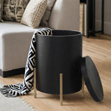 Black Side Table with Hidden Storage, 21.8'' H