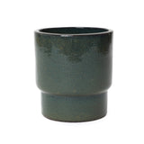 Deep Green Round Ceramic Planter Pot, Modern Indoor Outdoor Pot for Plants with Drainage 12'' Dia