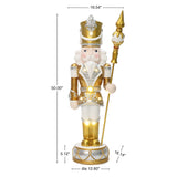Christmas Soldier Nutcracker in Silver & Gold with Lights, 4 ft