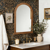 Arched Wall Mirror, Farmhouse Wooden Decorative Mirrors for Wall, 39''
