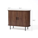 Aria 2-door tambour accent cabinet, dark oak finish