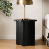 Black Side Table with Petal-Shaped Design, 20.3'' H